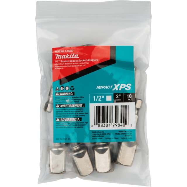 1/2" x 2" Impact XPS Square Socket Adapter, 10/Pack, Bulk