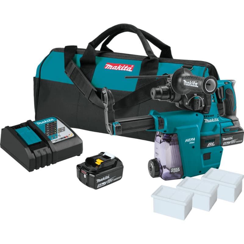 18V LXT Lithium-Ion Brushless Cordless 1" SDS-PLUS Rotary Hammer Kit with HEPA Dust Extractor Attachment (5.0Ah)