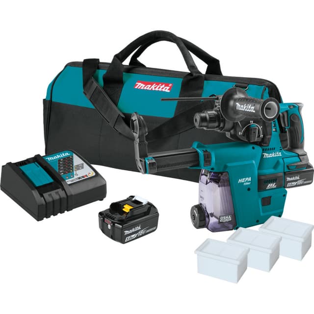 18V LXT Lithium-Ion Brushless Cordless 1" SDS-PLUS Rotary Hammer Kit with HEPA Dust Extractor Attachment (5.0Ah)