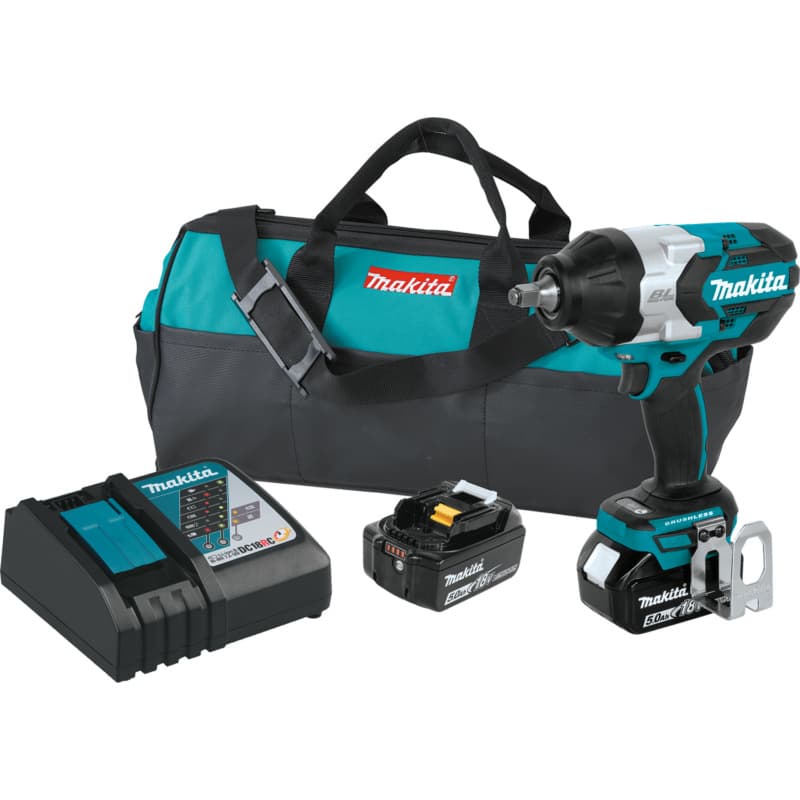 18 V LXT Lithium-Ion Brushless Cordless High-Torque 1/2" Square Drive Impact Wrench Kit with Friction Ring Anvil (5.0Ah)
