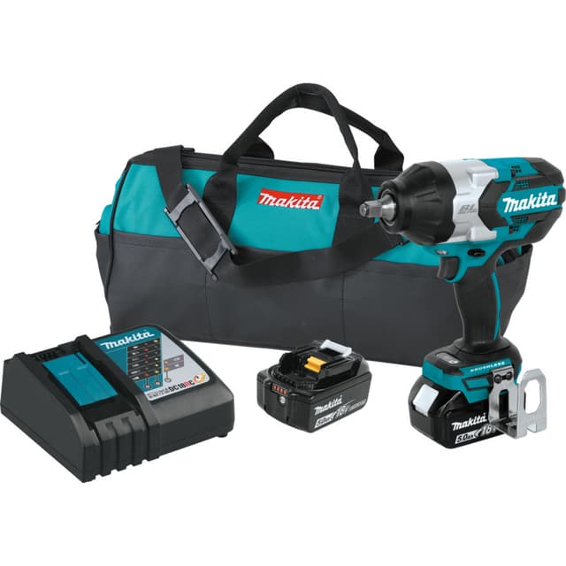 18 V LXT Lithium-Ion Brushless Cordless High-Torque 1/2" Square Drive Impact Wrench Kit with Friction Ring Anvil (5.0Ah)