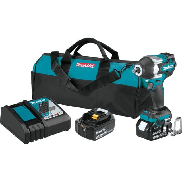 18V LXT Lithium-Ion Brushless Cordless Mid-Torque Impact Wrench Kit with Friction Ring Anvil (5.0Ah)