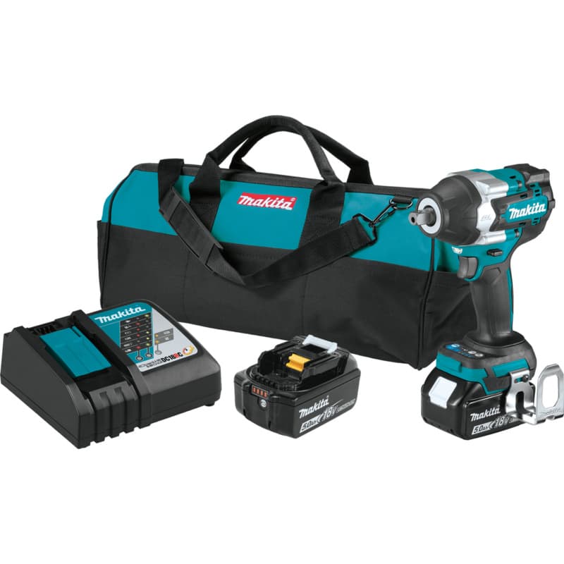 18V LXT Lithium-Ion Brushless Cordless 4-Speed Mid-Torque 1/2" Square Drive Impact Wrench Kit with Detent Anvil (5.0Ah)