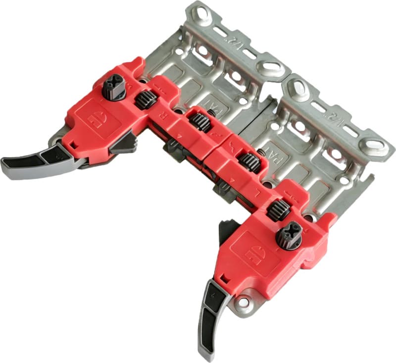 Optima 3D 6-Way Adjustable Flanged Front Locking Device Set for 12.5mm, Metal/Plastic