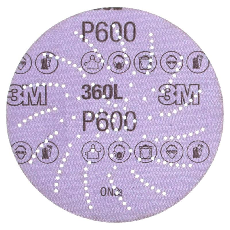 5" Xtract Hook/Loop 600 Grit 360L Multi Holes Abrasive Disc, Aluminum Oxide on Film