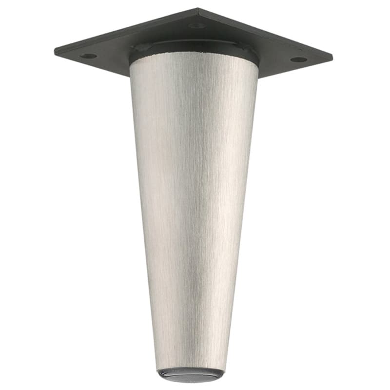 2" Wide x 5-1/2" High Tapered Furniture Leg, Satin Stainless Steel