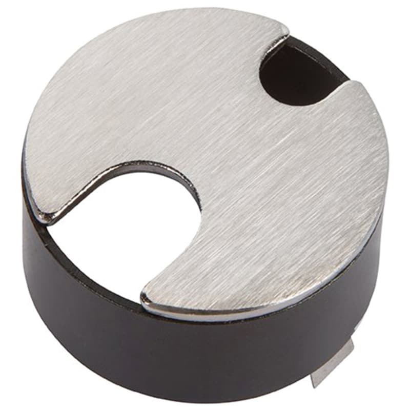 2-Slot Flush Mount Desktop Grommet for 1-3/4" Hole, Satin Chrome