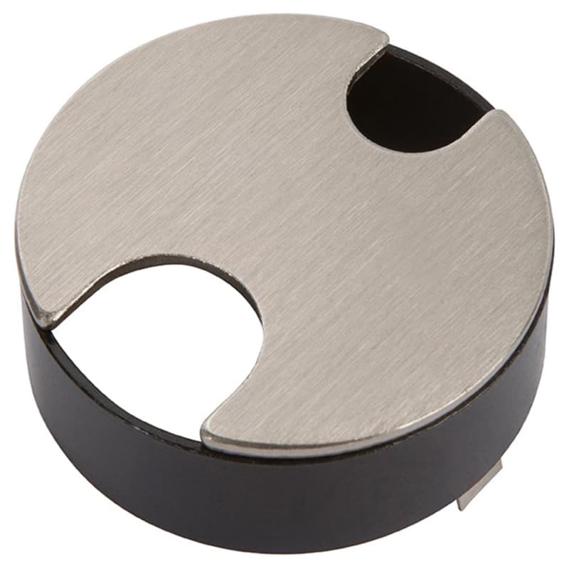 2-1/2" 2-Slot Flush Mount Desktop Grommet for 2-1/2" Hole, Satin Chrome