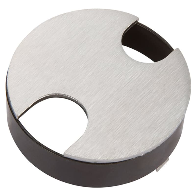 2-Slot Flush Mount Desktop Grommet for 3" Hole, Satin Chrome