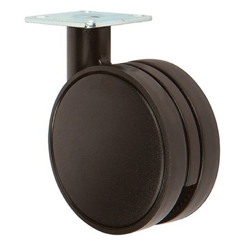 4" Caster with Mounting Plate, Black
