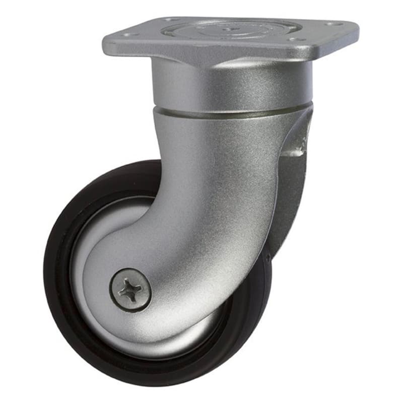 4" Caster with Mounting Plate, Metallic Silver