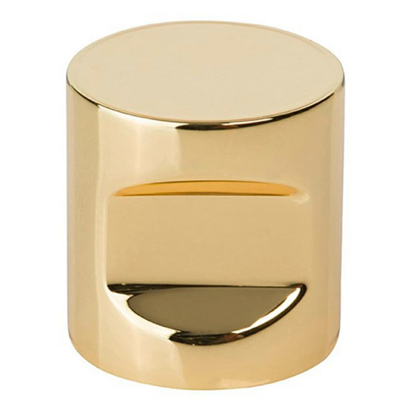 7/8" Notched Cylindrical Cabinet Knob, Polished Brass