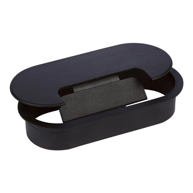 1-1/8" Oval Desk Grommet Set, Matte Black