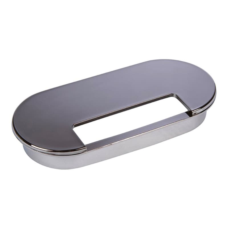 6-1/2" Large Oval Desk Grommet Set without tab, Polished Chrome