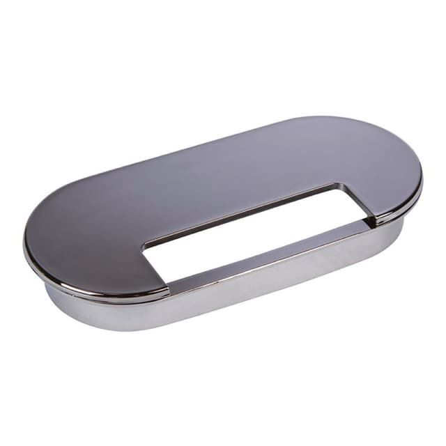 6-1/2" Large Oval Desk Grommet Set without tab, Polished Chrome