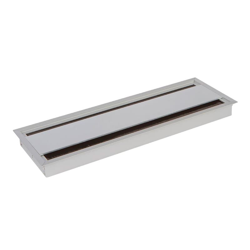 17-23/32" Rectangular Desk Grommet, Satin Aluminum
