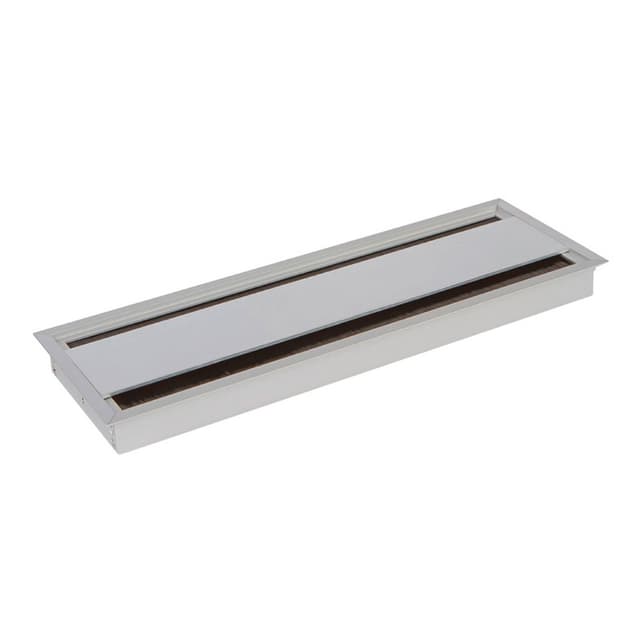 9-7/16" Desk Grommet with Sheared Corners, Satin Aluminum