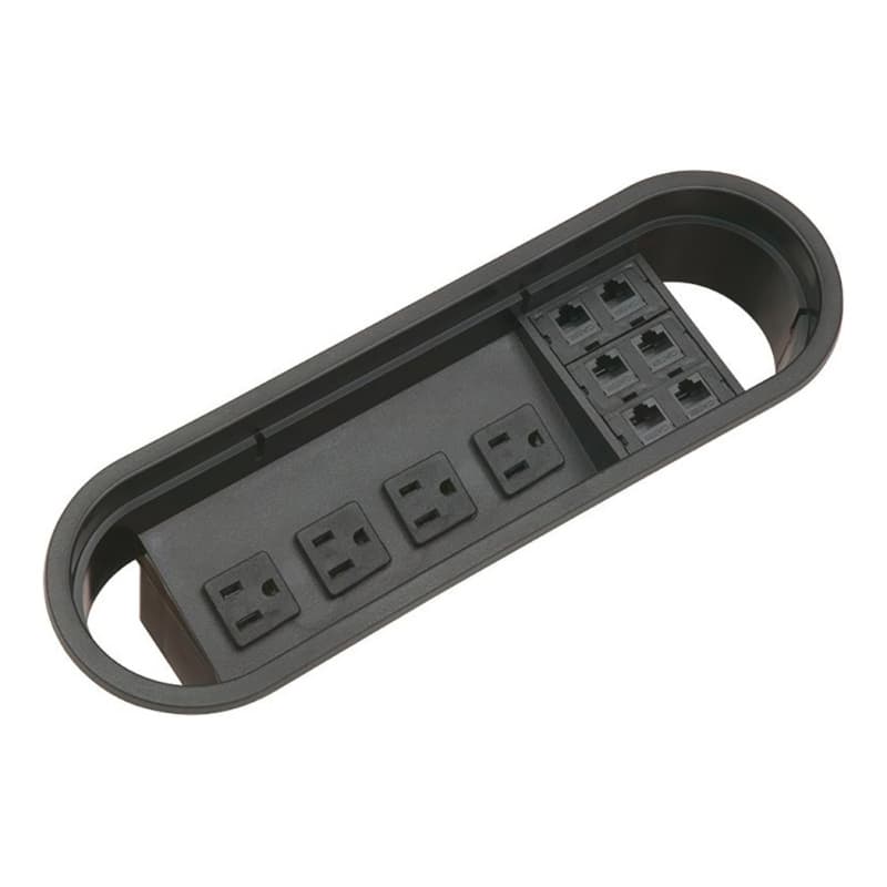 12-3/4" x 4-5/16" Oval Power/Data Grommet, Matte Black