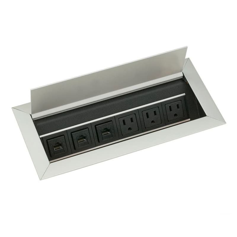 11-5/16" Recessed Power/Data Grommet, Satin Aluminum