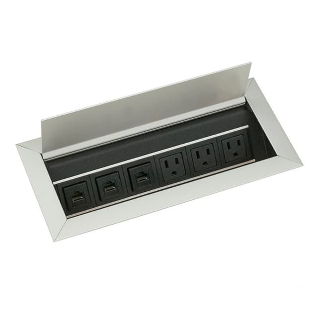 11-5/16" Recessed Power/Data Grommet, Satin Aluminum