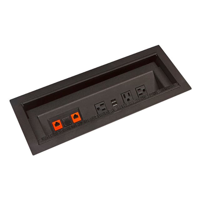 7-3/4" Flush Power Grommet with 4 Electric Outlets, Black