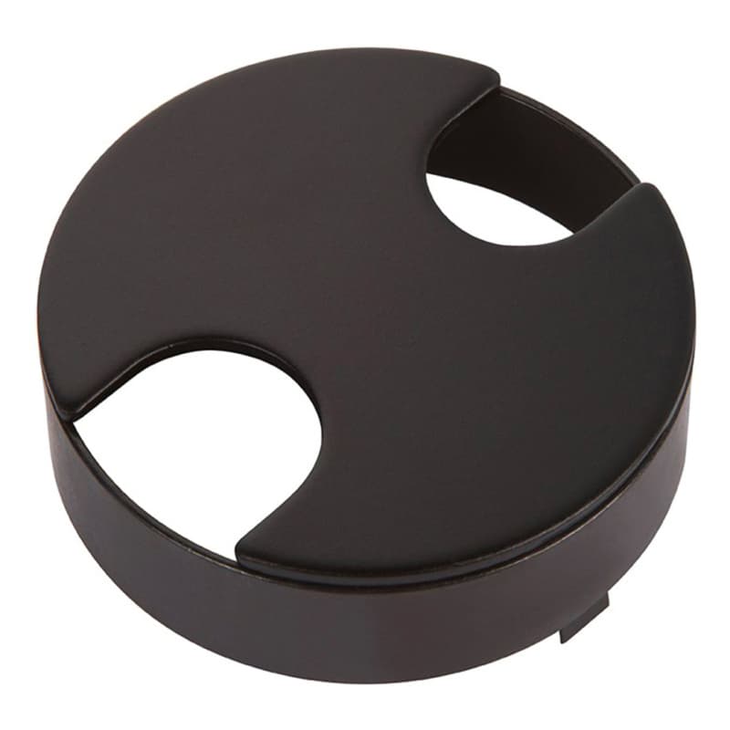 2-Slot Flush Mount Desktop Grommet for 3" Hole, Matte Black