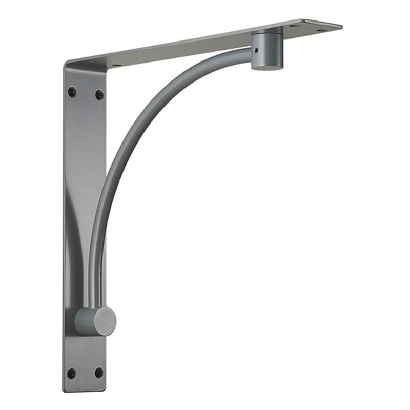 18-1/4" Steel Curved Rod Work Desk Support Bracket, Metallic Silver Finish