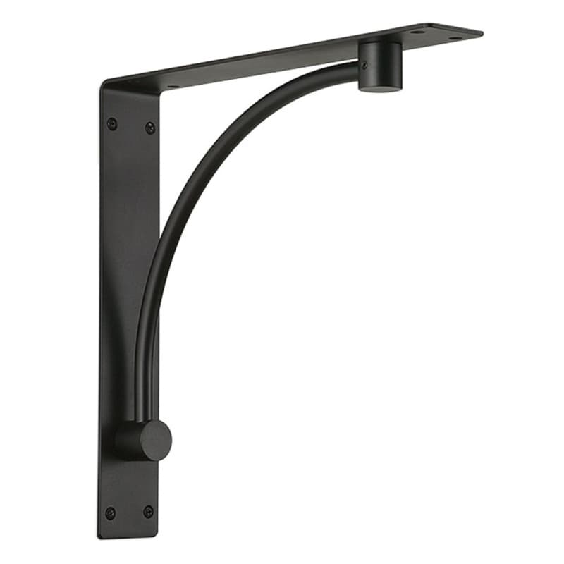 18-1/4" Steel Curved Rod Work Desk Support Bracket, Matte Black Finish