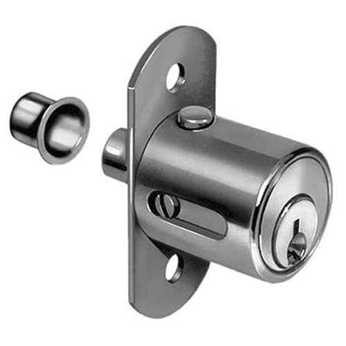8142 Pin Tumbler Sliding Door Lock, Dull Chrome, Keyed to KA915 Key