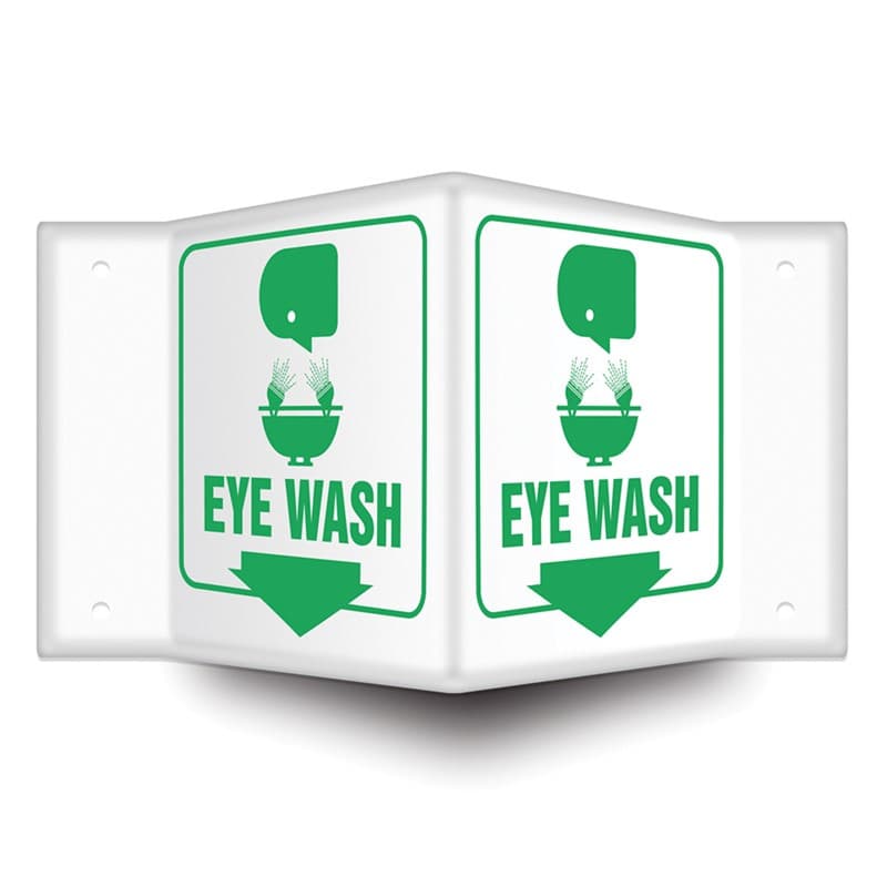 3D Projection™ Eye Wash Sign, Green On White