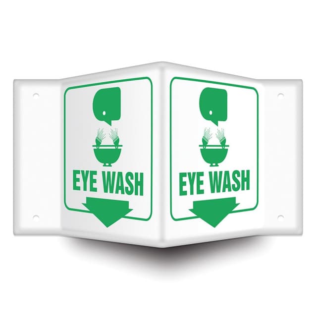 3D Projection™ Eye Wash Sign, Green On White
