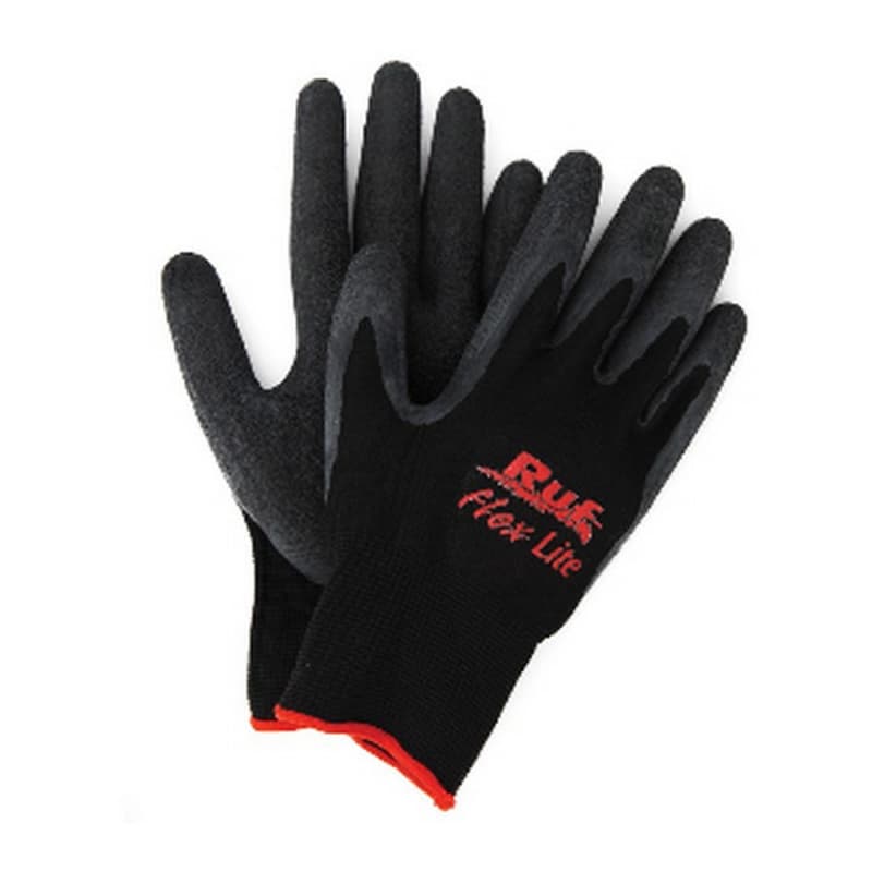 Medium Rubber/Nylon Palm Coated String Knit Gloves, Black