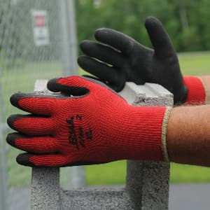 Medium Cotton Knit/Rubber Palm Coated Work Gloves, Red/Black