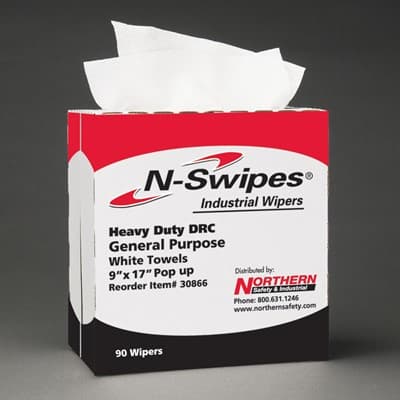 N-Swipes® Heavy-Duty Industrial Wiper, White, 9" x 17" (90/Box)
