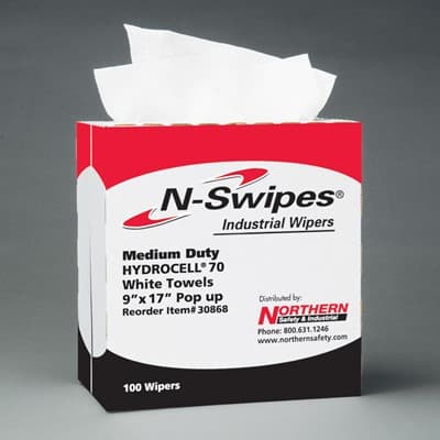 N-Swipes® Medium-Duty Industrial Wiper, White, 9" x 17" (100/Box)