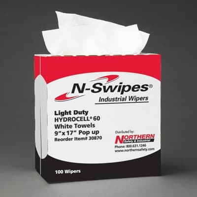 N-Swipes® Light-Duty Industrial Wiper, White, 9" x 17" (100/Box)