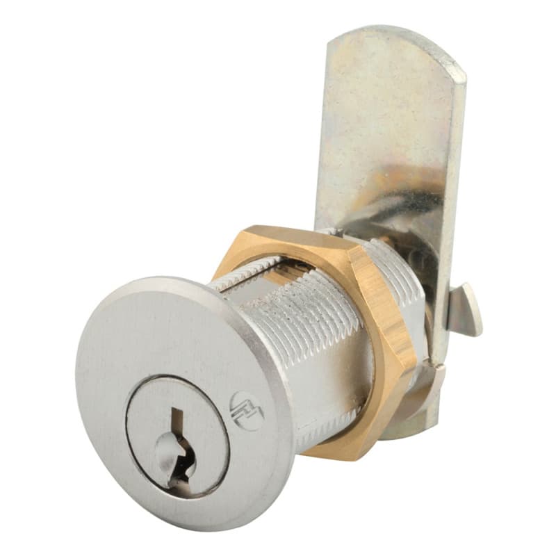 DCN N Series Pin Tumbler Cam Lock for 7/8" Material Thickness, Satin Chrome, Custom Keyed