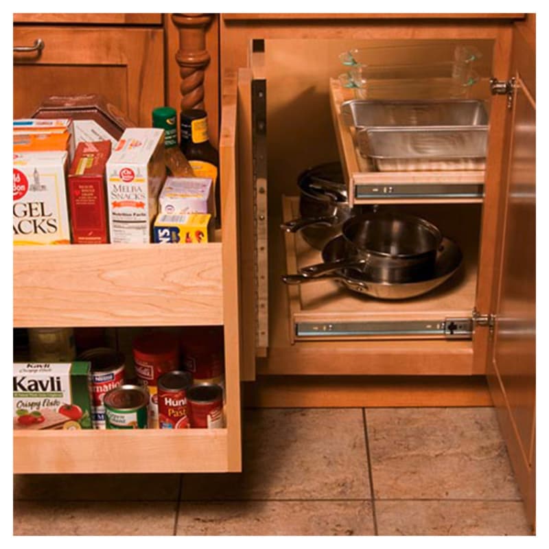 Universal Blind Corner Caddy for 15" Cabinet Opening, Maple
