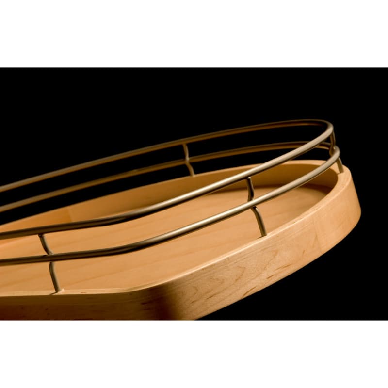 32" Kidney 2 Tray Wood Lazy Susan with Platinum Series Wire Rim, Ball Bearing Swivel and Detent