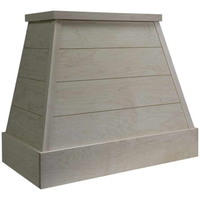 Modern Farmhouse Tapered Shiplap 36" Wide Wood Range Hood, Broan Compatible Liner, Omega National