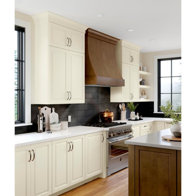 36" Waterfall Range Hood with Modern Curves, Cherry