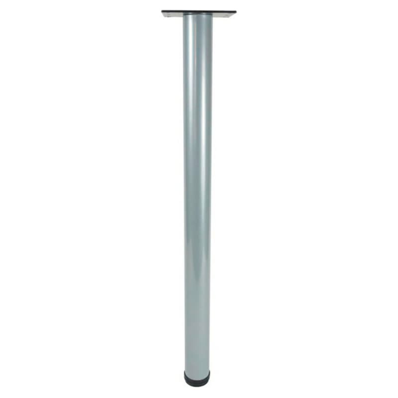 2" Diameter x 28" High Rockwell Single Table Leg, Aluminum Silver