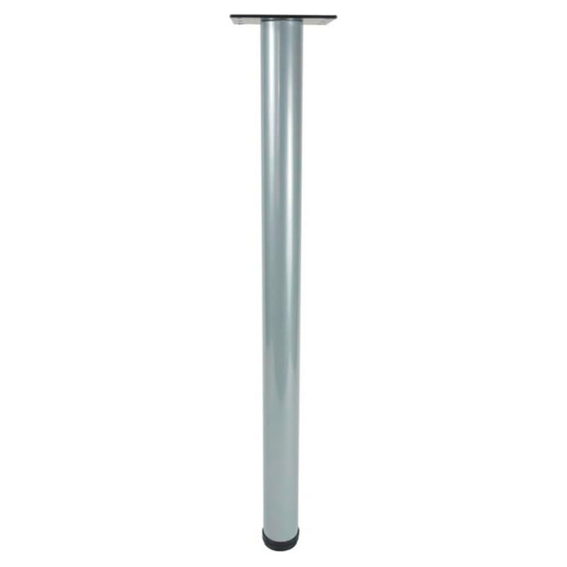 2" Diameter x 34-1/2" High Rockwell Single Table Leg, Aluminum Silver