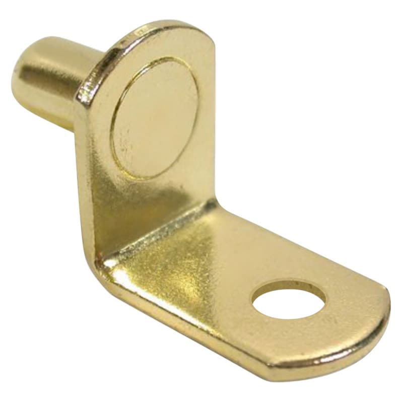 5mm Pin Steel L Shape Shelf Support with Hole, Brass Finish