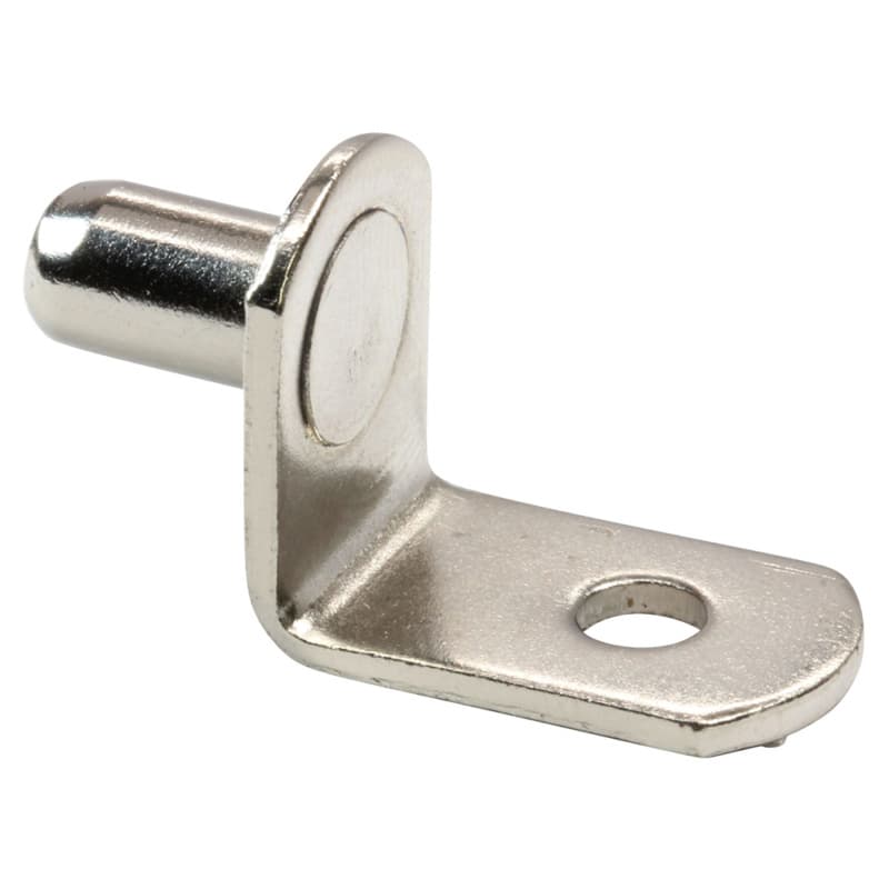 5mm Pin Steel L Shape Shelf Support with Hole, Nickel Finish