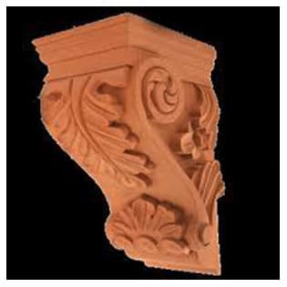 14" x 5" x 7" Medium Acanthus Corbel, Rubberwood