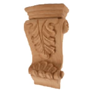 10" x 4-1/2" x 1-3/4" Low Profile Acanthus Corbel, Rubberwood