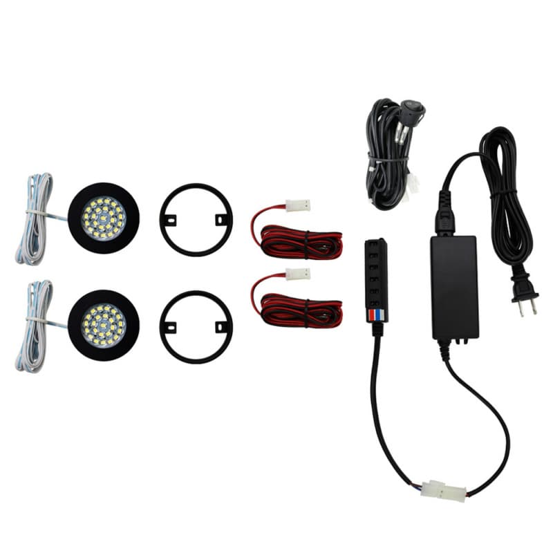 R503 2W Cool White 2 Light Puck Kit, Black