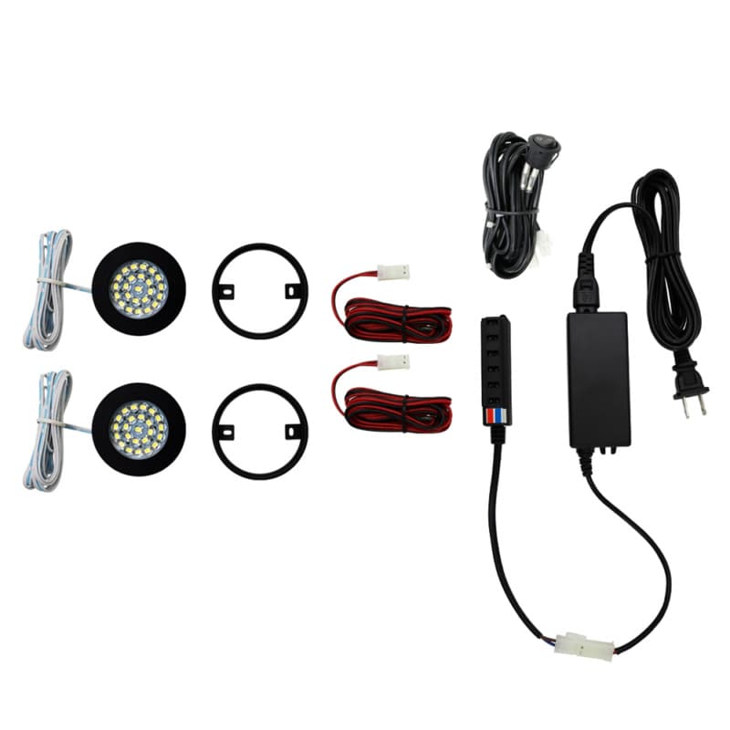 R502 2W Warm White 2 Light Puck Kit, Black