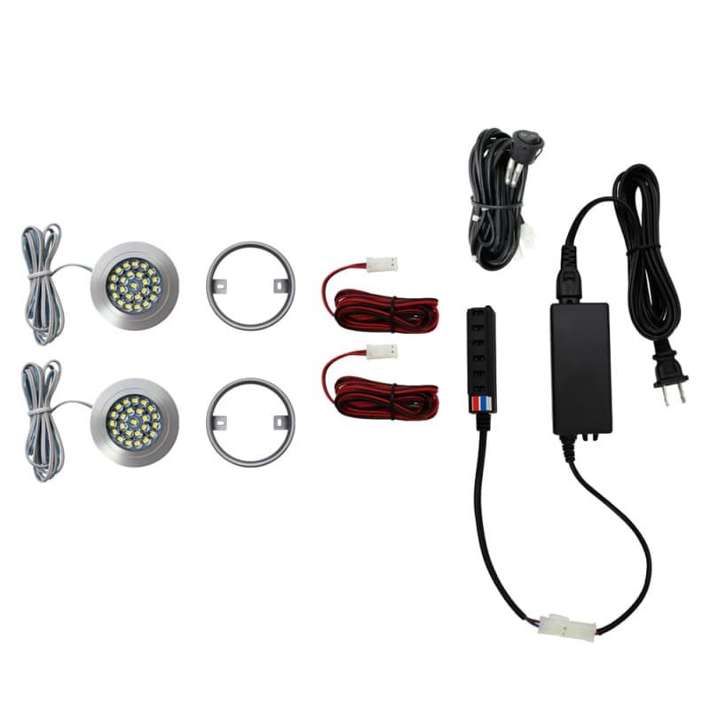 R501 2W Cool White 2 Light Puck Kit, Nickel